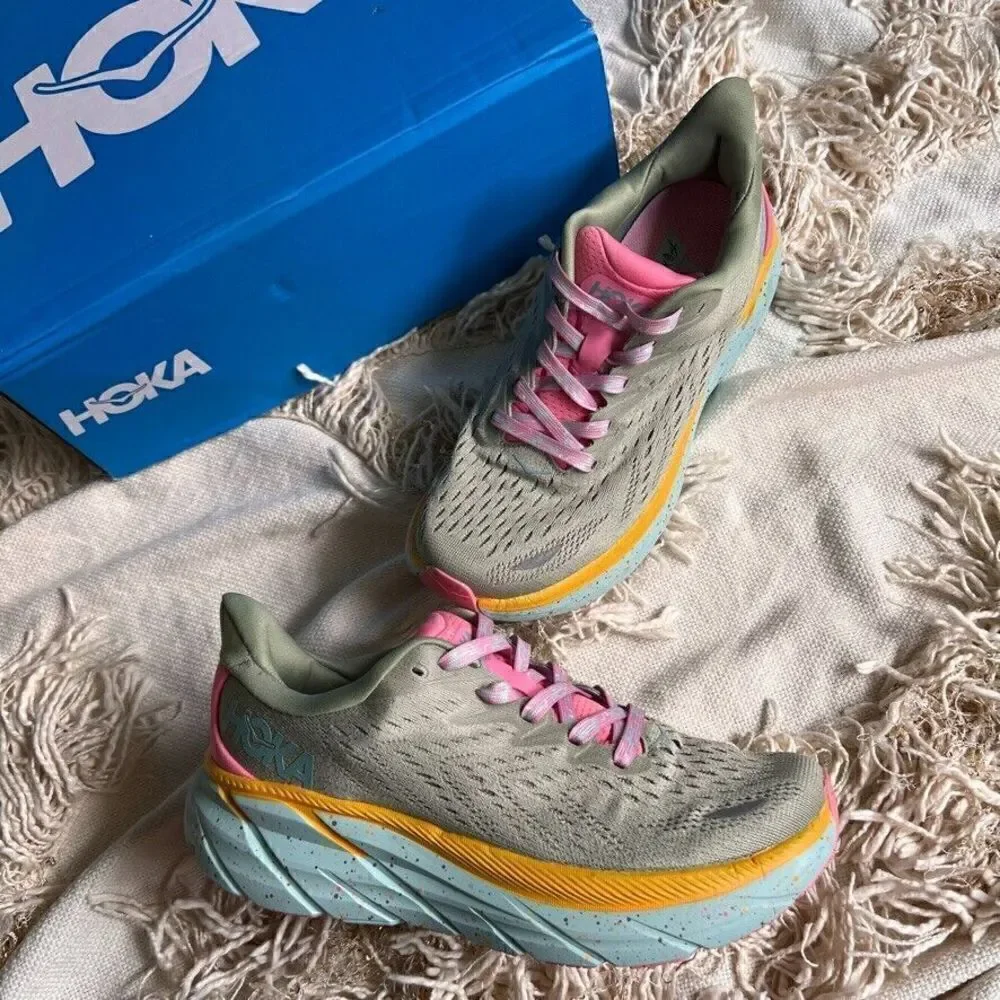 Free People Hoka Clifton 8 Shoes Womens Size 6.5 B Seaweed Green Tea NEW!